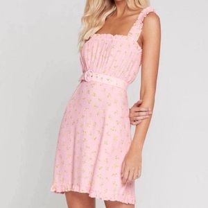 Faithfull The Brand Mid Summer Mini Dress Luda Floral Print- pink (NWT)